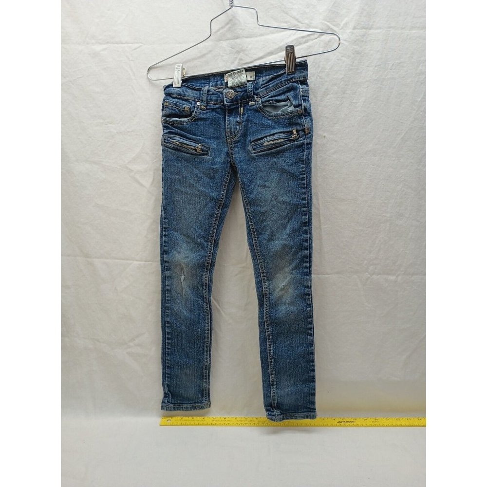 Yaso Denim Girls Jeans Size 8 Minor Distressed Flat Front Straight Leg